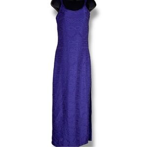 Vintage 90s Size 6 Newport News Purple Textured Maxi Tank Dress Stretch